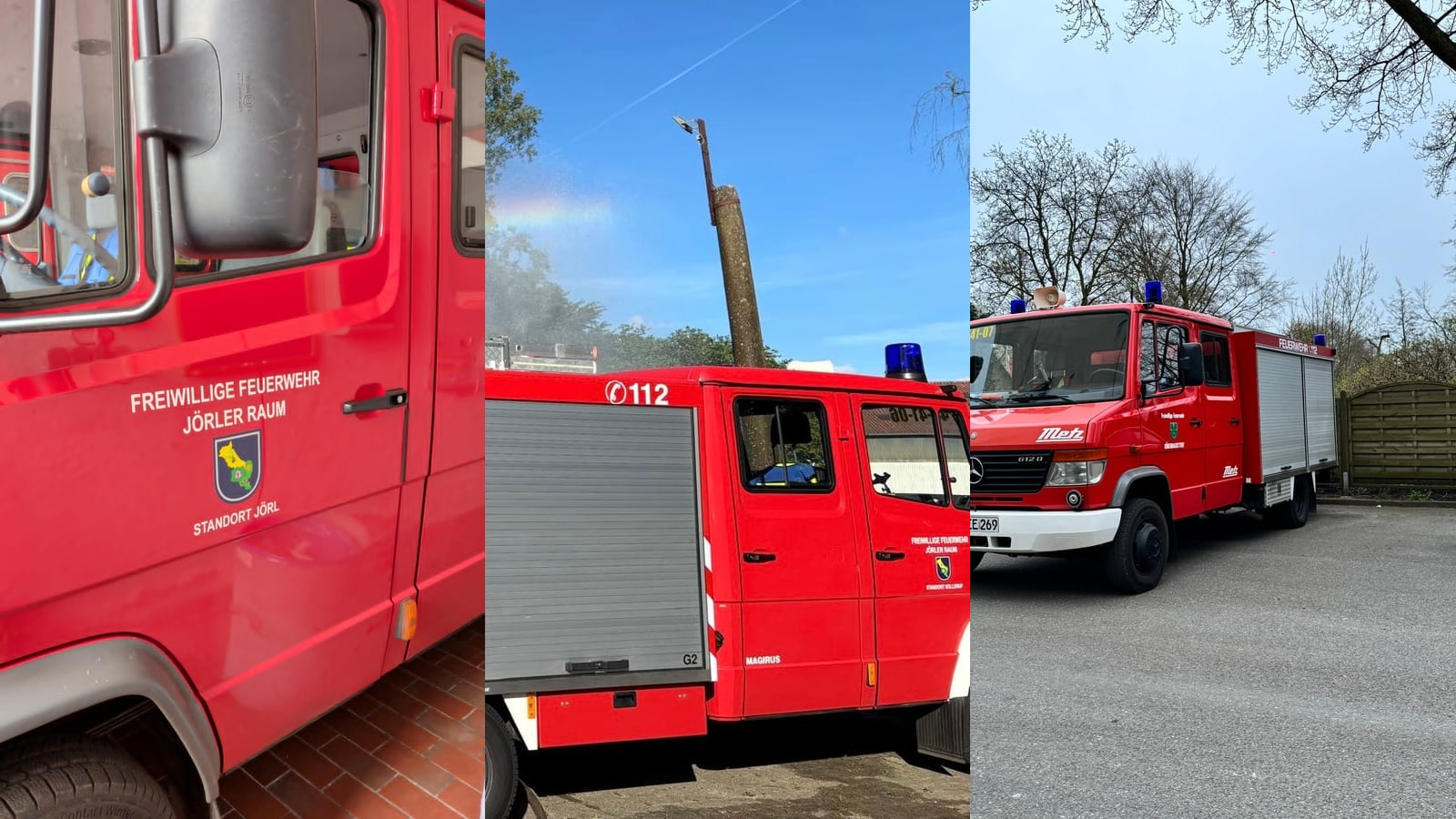 Drei Einsatzfahrzeuge aus dem aktuellen Fuhrpark der Feuerwehr Jörler Raum